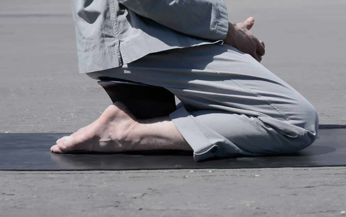 Sitting in seiza on the seat, weight through the sit bones, legs free