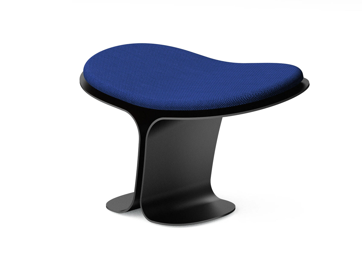 Nepenty 001 seat in blue, wool cushion on an aluminium base