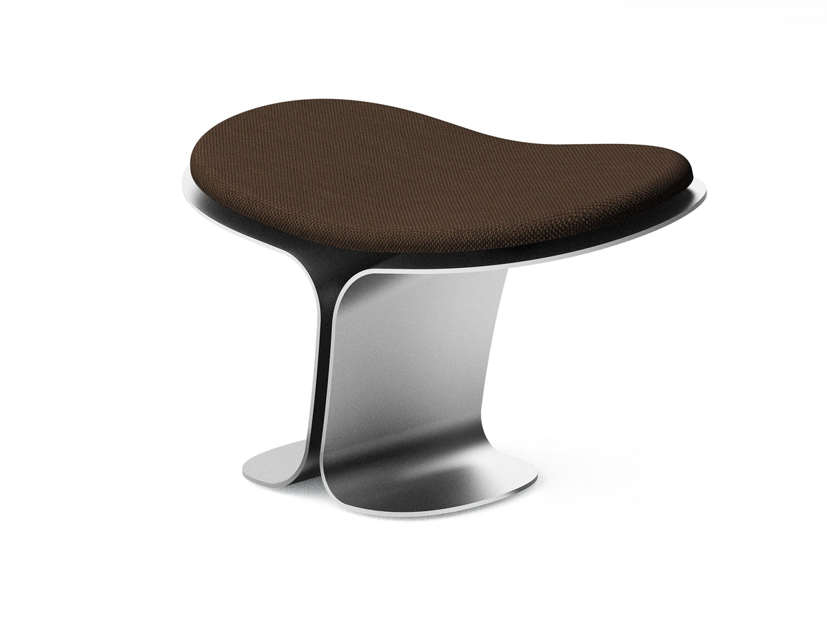 Nepenty 001 seat in dark brown, wool cushion on an aluminium base