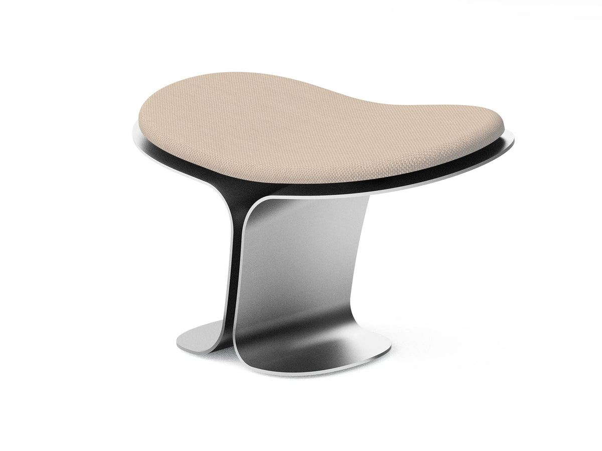 Nepenty 001 seat in cream, wool cushion on an aluminium base
