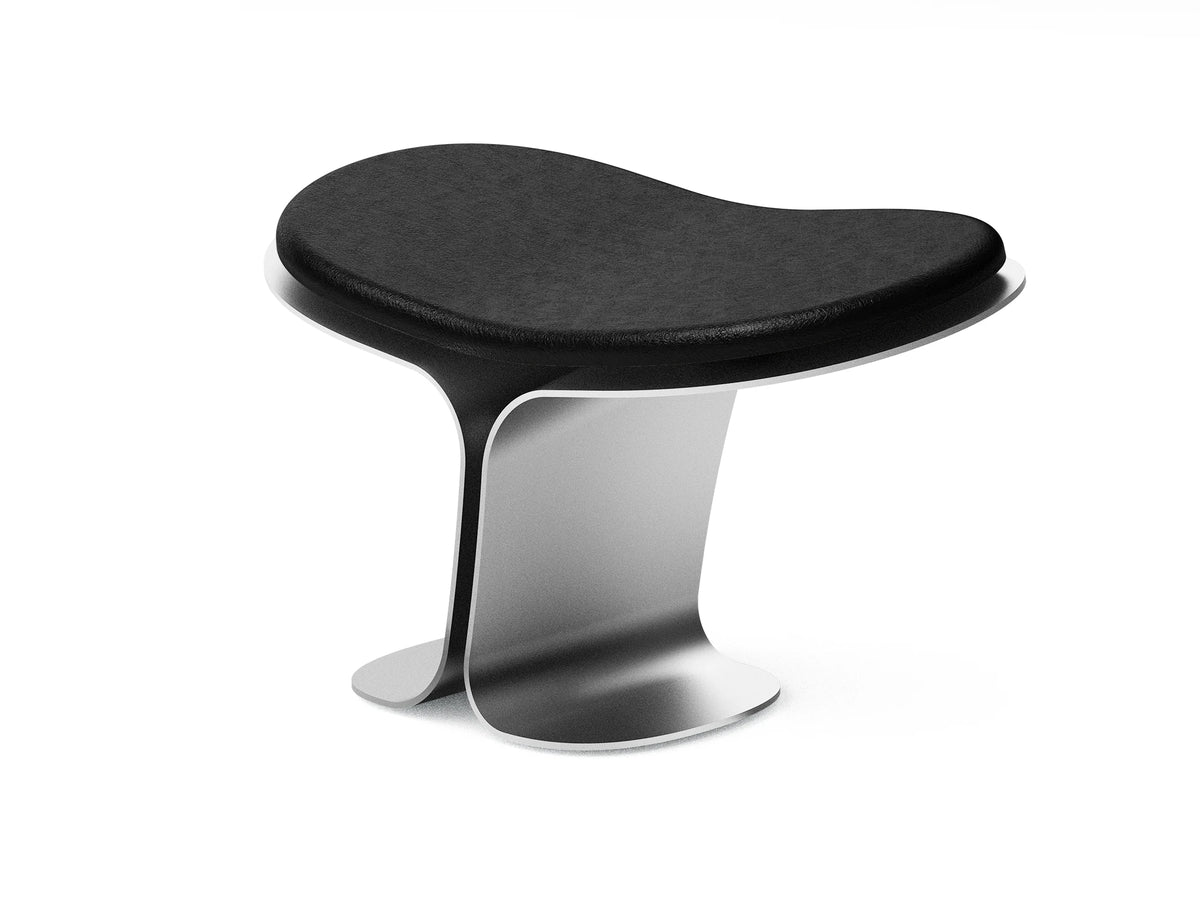 Nepenty 001 seat in black, wool cushion on an aluminium base